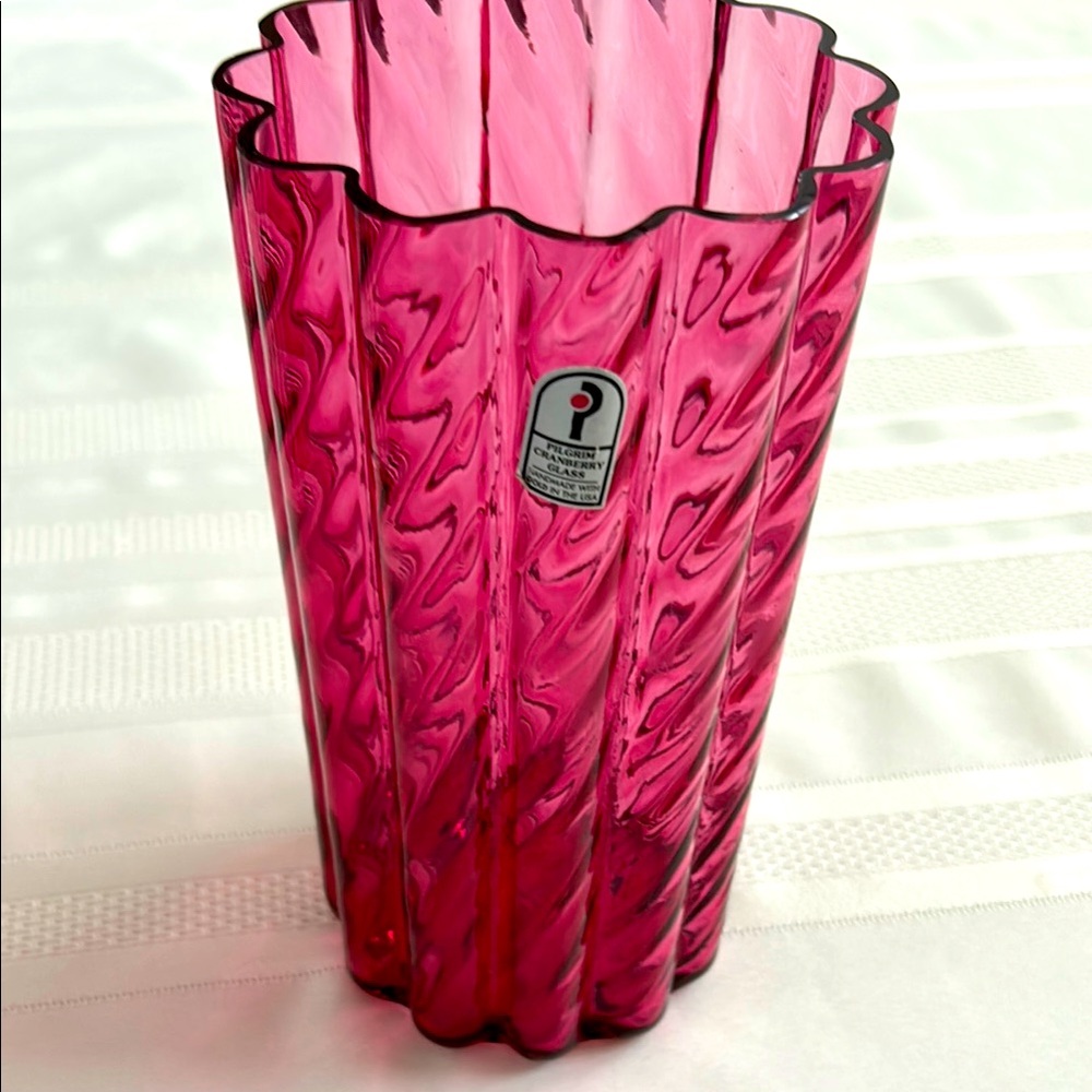 NEW PILGRIM Cranberry Glass Vase